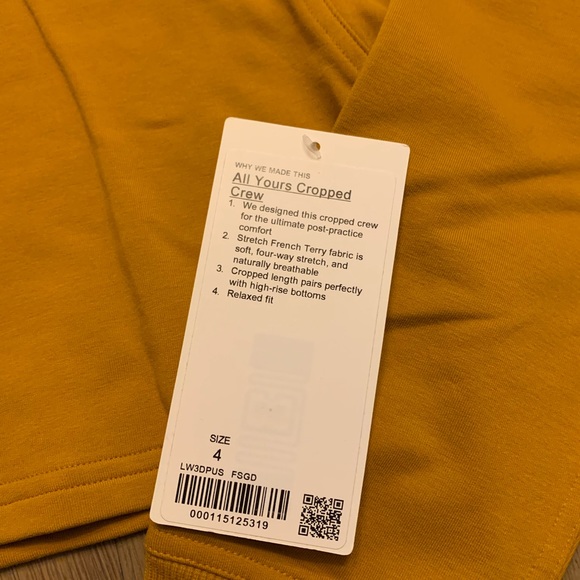 Lululemon Fools Gold All yours cropped crew size 4 - Picture 5 of 8